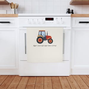 Cotton Tea Towel, Tractor Theme Kitchen Decor, Gift for Farmers, Rustic Home Decor, Country Kitchen Accessory