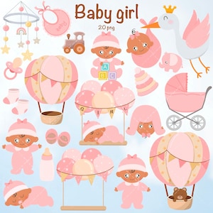 African American Baby, Black Baby Girl, Black Girl png, Little Afro Girl, Baby Shower, Newborn Baby, Clipart Baby, Nursery PNG,gift newborn
