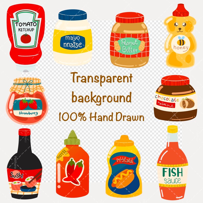 Condiment Clipart: Sauce Illustration, Seasoning PNG (digital Download ...