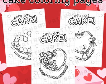 Cake Coloring Pages: Birthday & Valentine Designs (Printable PDF)