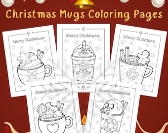 Christmas Mugs Coloring Pages: Winter Holiday Activity (Printable PDF)