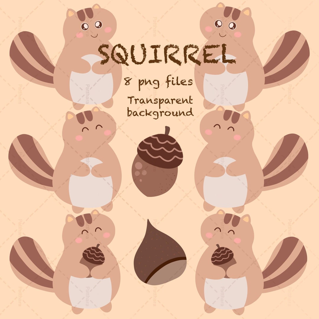 Squirrels Clipart Set, Autumn Animal Art, Animal Cliparts, Digital ...