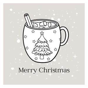 Christmas Mugs Clipart, Xmas Doodle ,winter, Line Clipart, Black and ...