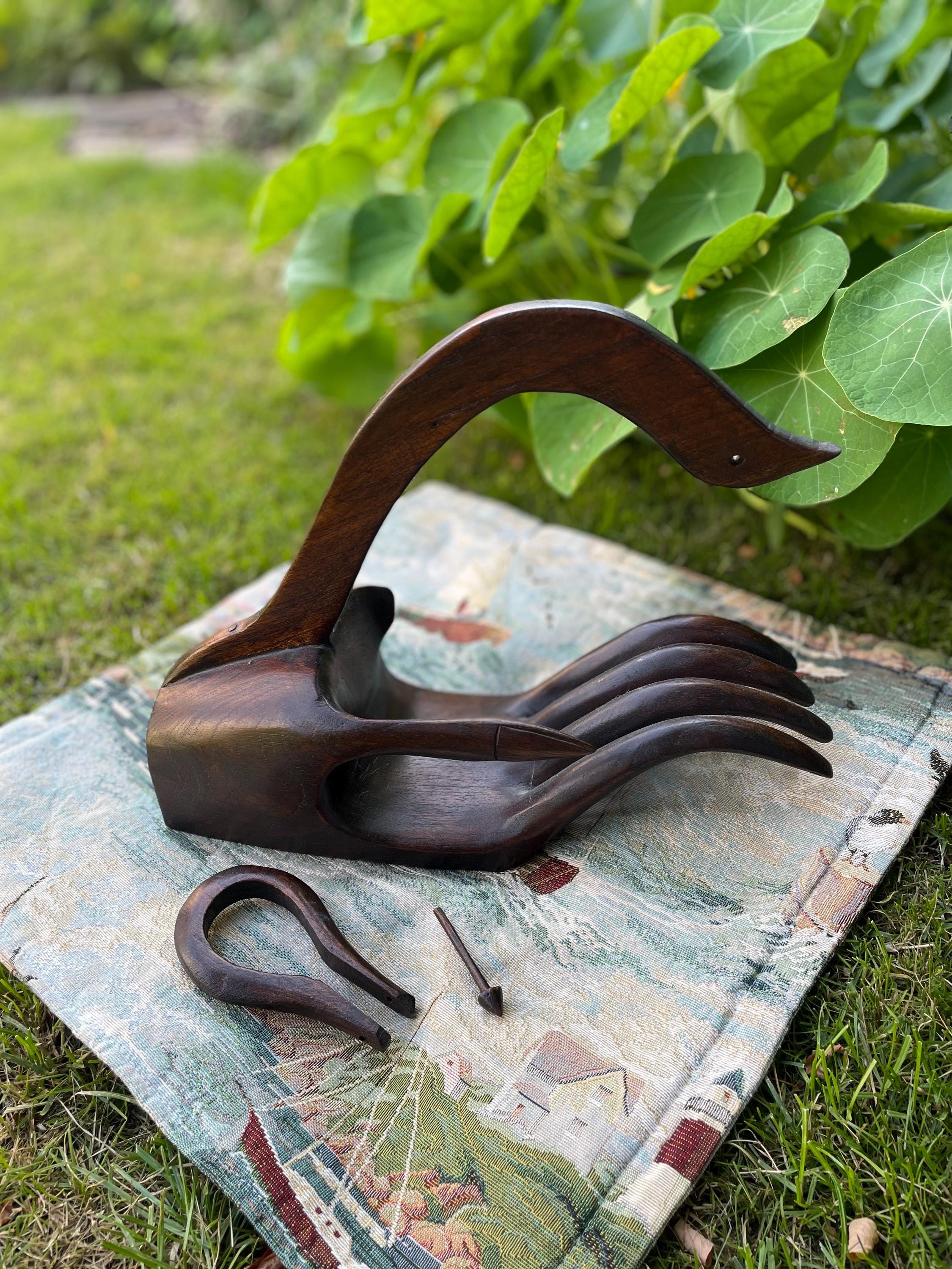 Vintage Wooden Wine Bottle Holder / Hand Shaped Wine Holder / Gift