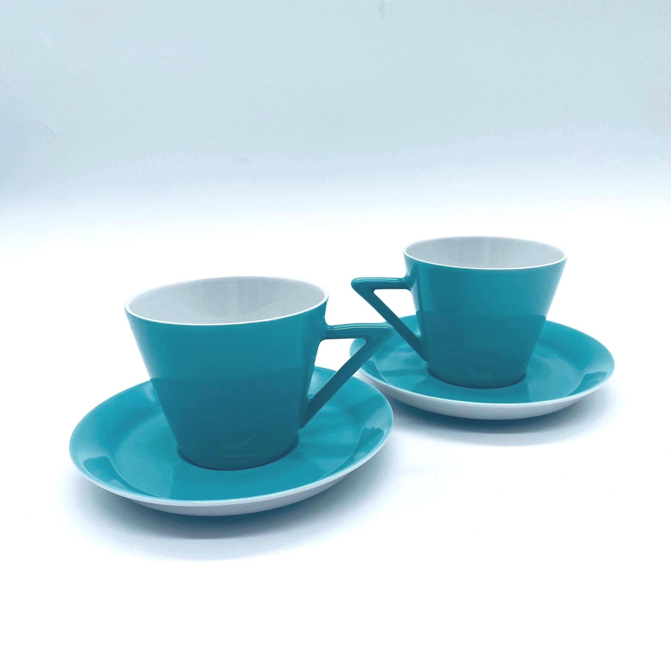 Vintage Aquamarine Porcelain Cup and Saucer Set of 2 from Winterling, Germany