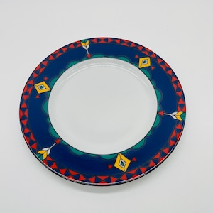 Vintage 1980s Kahla Change Blue Breakfast Plate Memphis Style Porcelain Made in East Germany Dishwasher Safe Postmodern Design Tableware