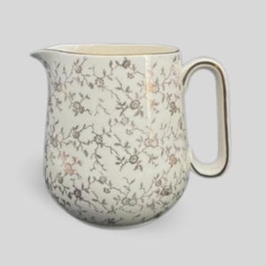 Vintage Ceramic Water Jug with Golden Flowers Made by Mosa Maastricht Netherlands