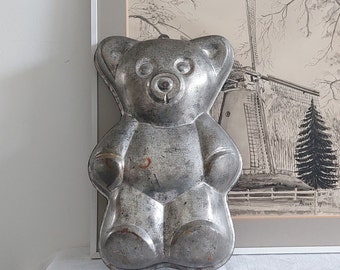 Vintage große Bärenform aus Metall, Sammler-Teddybär-Kuchenform, dekorative Form, Backzubehör, Tier-Geburtstagstorte, Babyparty-Kuchen