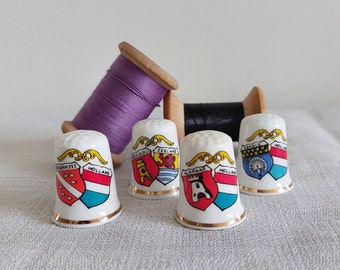 Wappen Fingerhüte der niederländischen Städte, 4er Set, gestempelt, Fingerschutz, Vintage Fingerhut, kleines Dankeschön