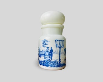 1970s Apothecary Jar for Bathroom or Kitchen | Antique Bubble Top Belgium Jar | Milk Glass Bottle | Pharmacy Medicine Bottle Display