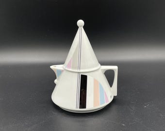 Vintage Memphis style minimalistic tea pot, Geometrical style, collectible, 1980s
