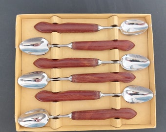 Exelwood Holzgriff Edelstahl Löffel Set, Mid-Century Modern Besteck