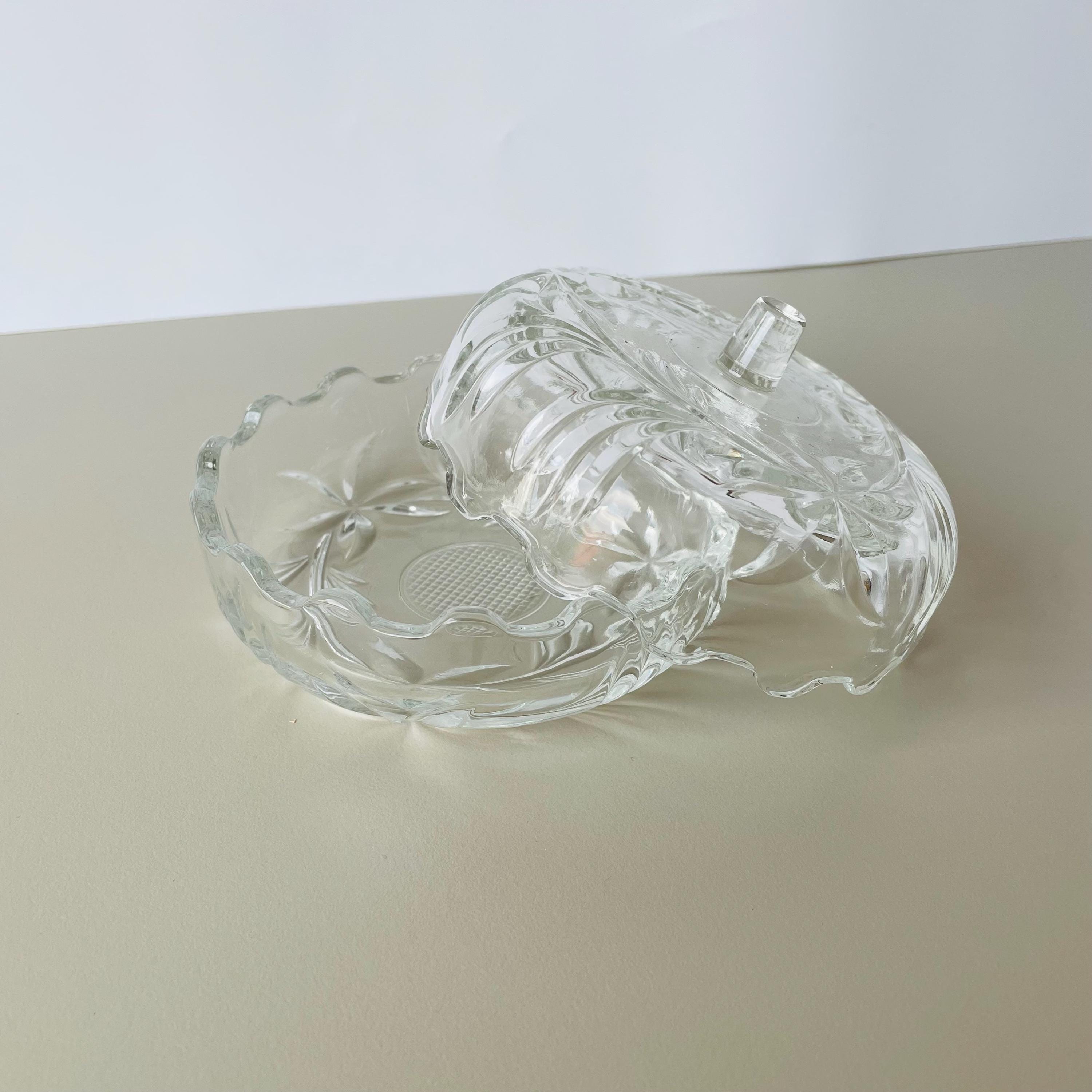 ヴィンテージ イタリア製 ガラス キャンディディッシュ 蓋付き