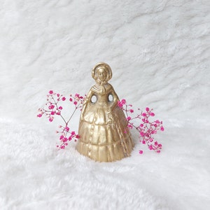 Vintage Brass Bell In The Shape Of Renaissance Woman, Woman in Dress Bronze Bell, Victorian Lady shaped Hand Bell, Office Desk Decor