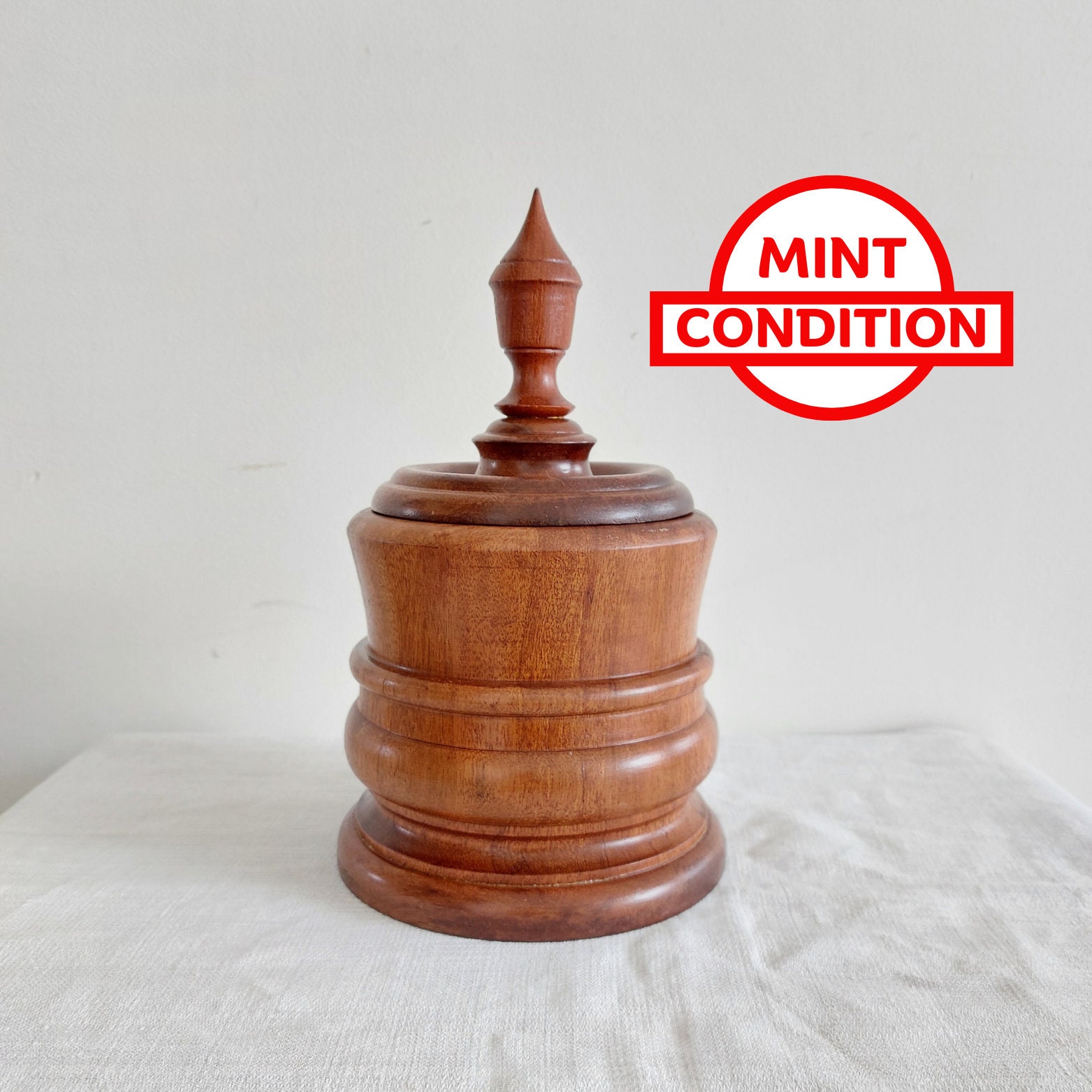 wooden tobacco jar Vintage Wooden Tobacco Jar, Dutch Art Deco Tobacco Storage Box With Lid,  Gift for Pipe Smokers, Farmhouse Decoration, Desk Organizer