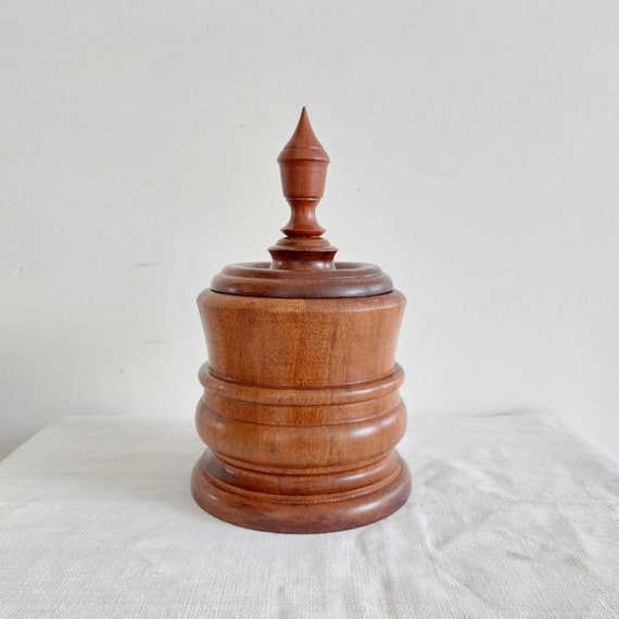 wooden tobacco jar Vintage Wooden Tobacco Jar, Dutch Art Deco Tobacco Storage Box With Lid,  Gift for Pipe Smokers, Farmhouse Decoration, Desk Organizer