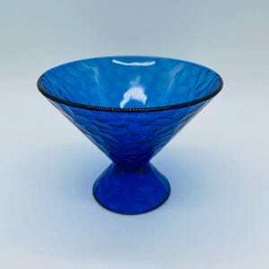 Vintage French Cobalt Blue Glass Coupe | Textured Crystal Candy Dish | Ice Cream Bowl for Ice Cream Lovers | Made in France Dessert Server
