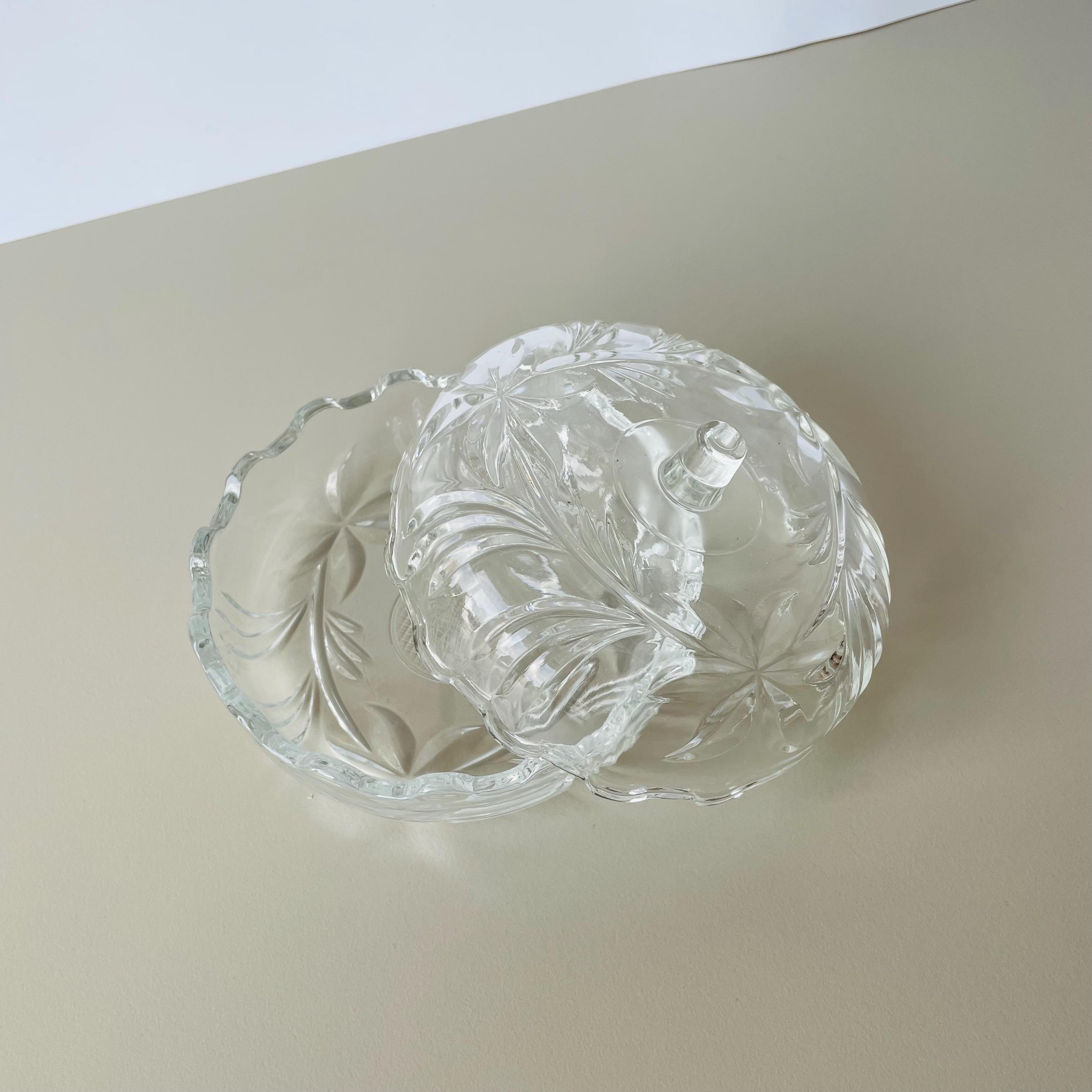 ヴィンテージ イタリア製 ガラス キャンディディッシュ 蓋付き