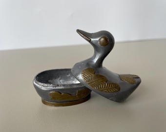Vintage Zinn Ente Trinketbox | Messingakzente, Cottagecore Dekor