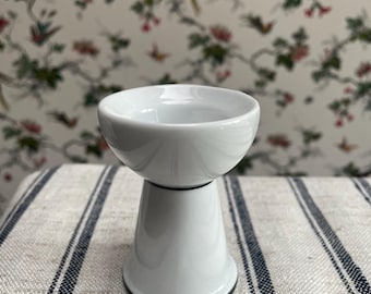 Huevera vintage de porcelana blanca con rayas azules, porta huevos de porcelana Arzberg Cult Linea Negra