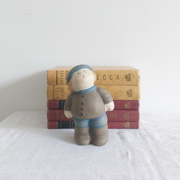 Vintage Scandinavian Ceramic Young Boy Decorative Figurine, Charming Shelf Decor, Unique Gift Idea