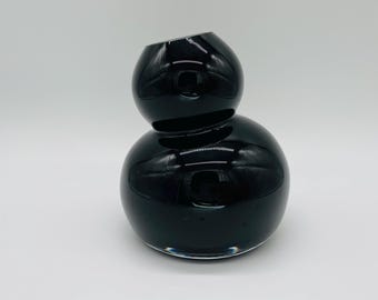 Rosenthal Home Designs Double Glass Vase | Black White Interior | Two-Bubble Modern Form | Contemporary German Glass Art