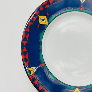 Vintage 1980s Kahla Change Blue Dinner Plate Memphis Style Porcelain Made in East Germany Dishwasher Safe Postmodern Design Tableware Decor