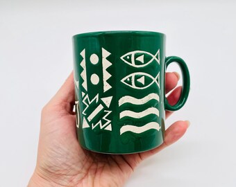 Taza verde vintage Just Mugs Made in England Taza de té retro Cerámica británica minimalista