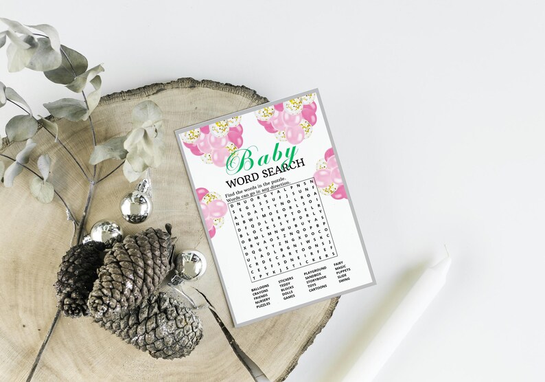 Elegant Baby Shower Game Party Word Search Printable Instant Fun for