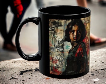 Palestine inspired, Black mug, culture, coffee mug, art, beautiful, gift for her