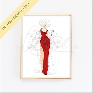 DIGITAL DOWNLOAD &quot;Blonde&quot; Blonde Bombshell Fashion Illustration
