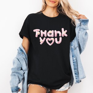 Thank you T-shirt, pink and holographic Unisex Jersey T-Shirt