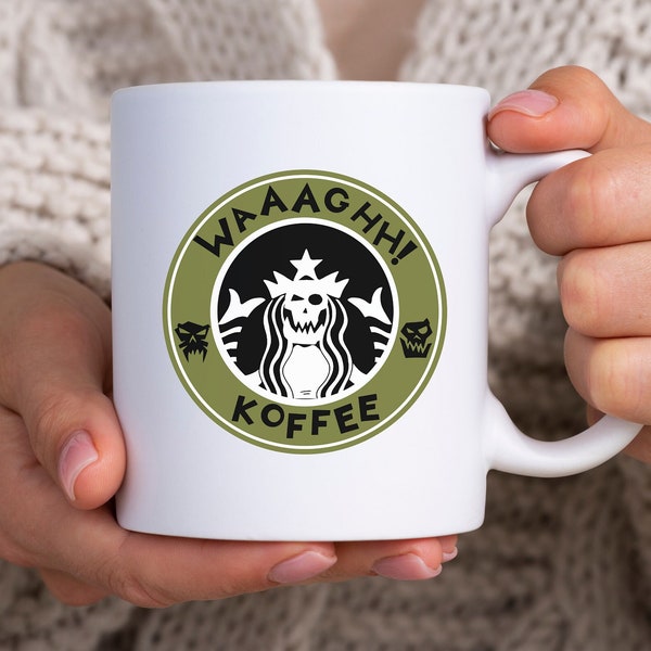 WAAAGH! Greenskins Coffee Mug | Warhammer Orc Boyz Cup | WH Age of Sigmar Fan Merch | Gift for Tabletop Gamers | Total War Warhammer Ork