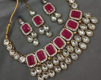 Allure Unique Jewelery Sets, Brass Gold Plated, Kundan Necklace, Kundan Jewelry Set, Kundan Choker Set, Indian Jewelry, Indian Wedding Set