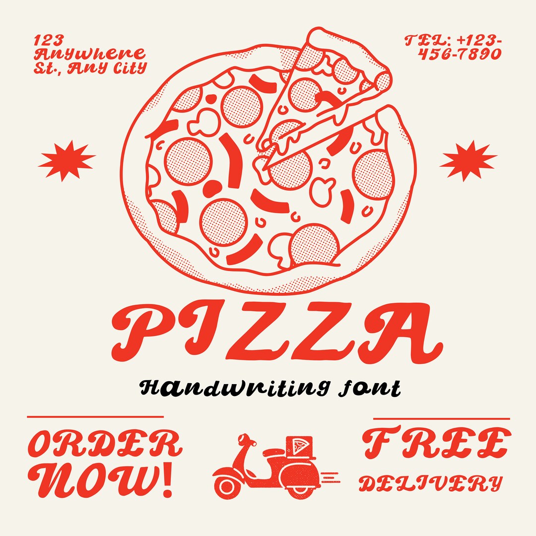 Pizza Font TTF /OTF Retro Font Cricut Fonts Handwritten Etsy