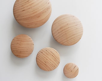 Ganchos de parede em madeira de amieiro natural, ganchos de amieiro, ganchos decorativos de parede, ganchos de madeira, ganchos decorativos, gancho para chapéu, ganchos redondos, ganchos de parede de madeira