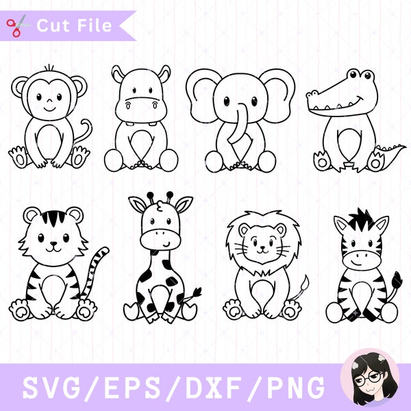 Cute Safari Animals Clipart, Jungle Animals SVG, Woodland, and Zoo Animals SVG Collection, Perfect for Crafts and Projects