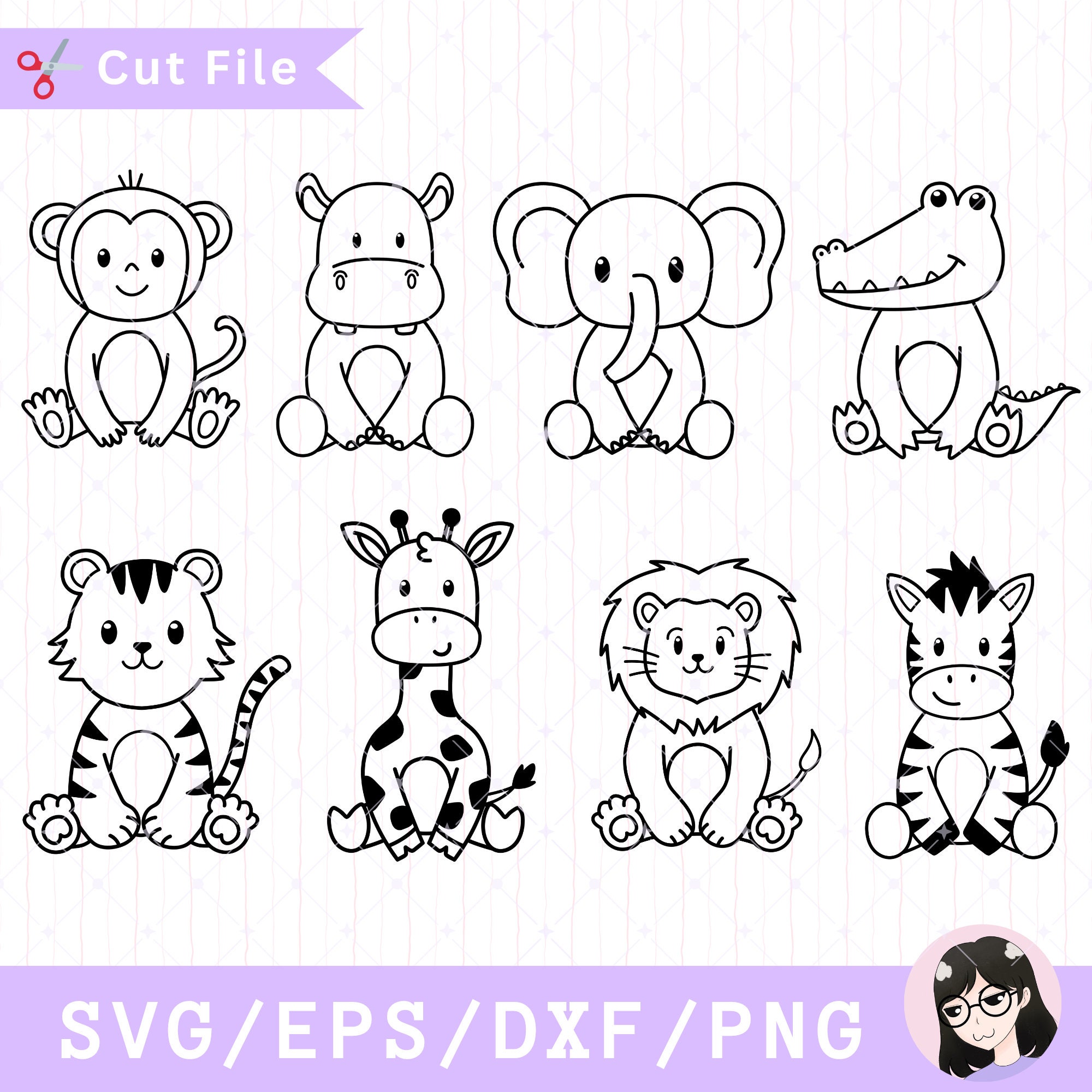 Cute Safari Animals Clipart, Jungle Animals SVG, Woodland, and Zoo