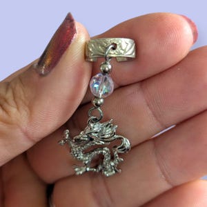 Vintage Ear Cuff ~ Sterling Silver 925 Chinese Dragon Charm