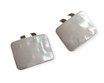 Vintage Faux Nacre Rectangular Shoe Clips rounded mod glam 1960s Tip Toes