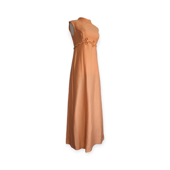 1960s Peach Formal Sleeveless Column Dress ~ time… - image 3