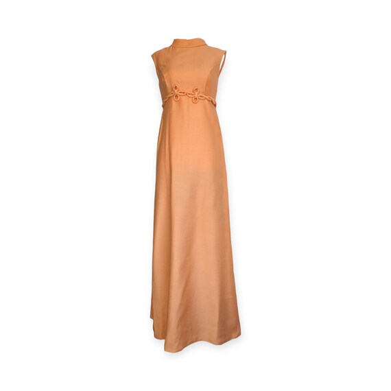 1960s Peach Formal Sleeveless Column Dress ~ time… - image 1