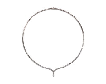 18k Solid White Gold Diamond Choker, Handmade Necklace Ideas, Half Tennis Choker Necklace, Love Gift, Female Cartier Diamond Necklace