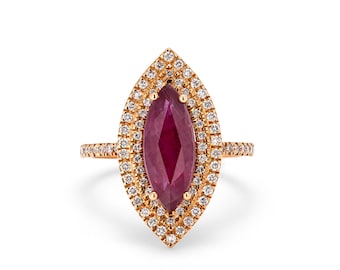 Ring Marquise Ruby 2.66 Ct