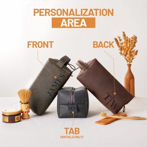 Handmade Leather Dopp Kit Groomsmen Gifts: Personalized Mens Leather Toiletry Bag, Carry on Bag Gifts For Dad, Anniversary Gift For Husband