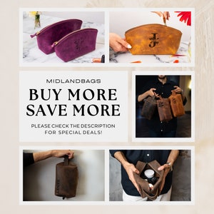 Handmade Leather Dopp Kit Groomsmen Gifts: Personalized Mens Leather Toiletry Bag, Carry on Bag Gifts For Dad, Anniversary Gift For Husband