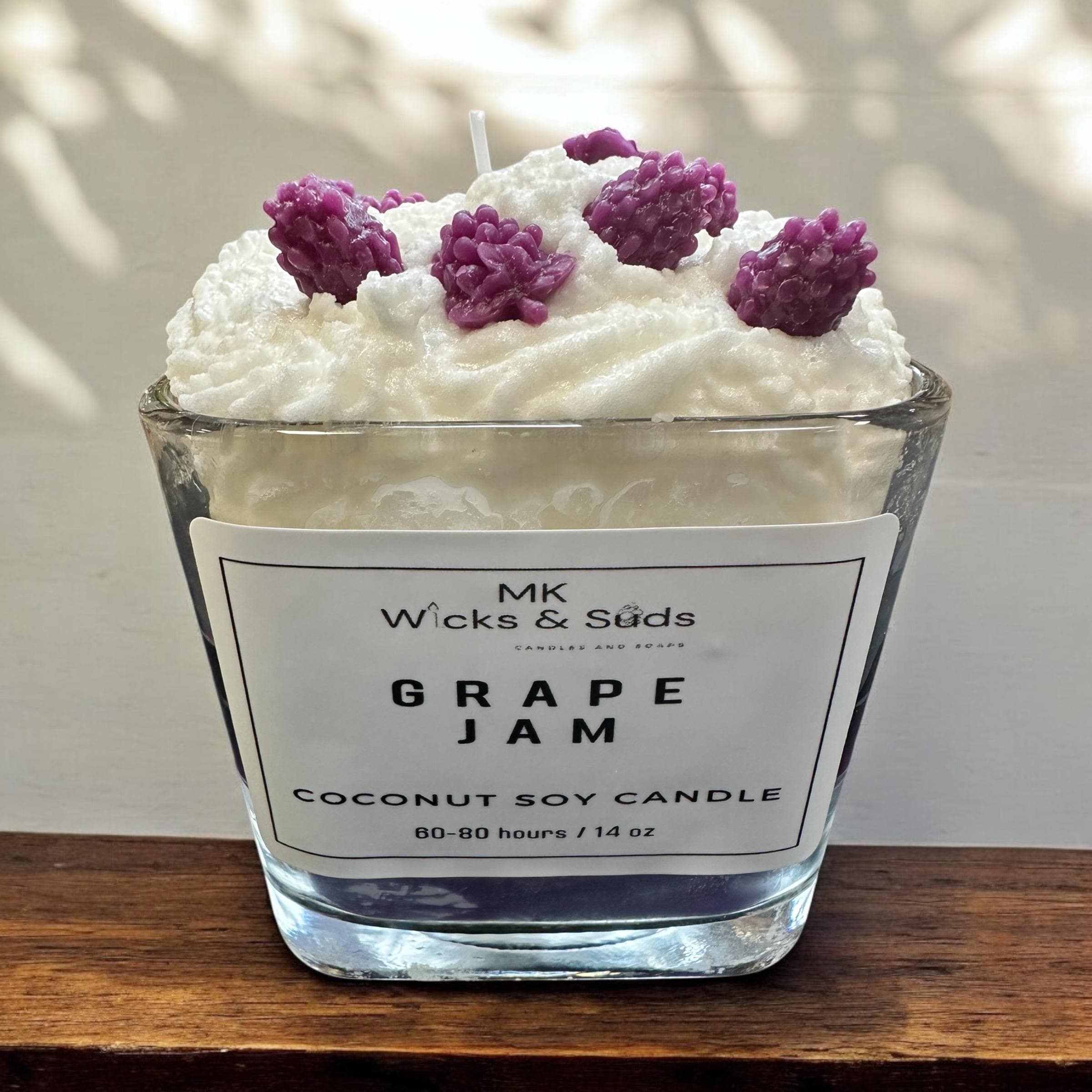 Grape Jam Dessert Candle - Glass Jar - Paraffin & Gel Wax - 14 oz
