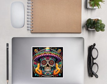 The Mexican Skull Guitar Bubble-free stickers