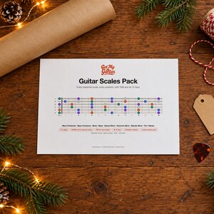Pacchetto PDF per esercitarsi con la chitarra / Scale, diagrammi di accordi, poster della tastiera / Per destrimani e mancini / Lezioni di chitarra stampabili / Regalo per chitarristi immagine 8