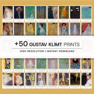 50+ Gustav Klimt Printable Art Posters, Museum-Style Wall Art Bundle, High Resolution Digital Download, Classic Art Decor Set